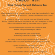 Participants needed for “Trunk Or Treat” Saturday Oct 31st!